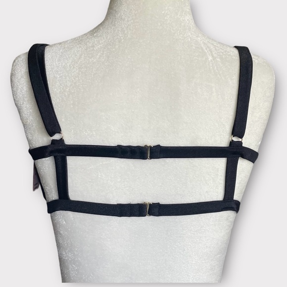 Victoria’s Secret Bikini Top Black Chain Strap Front Cut Out Cage Back Size XL - Picture 5 of 10